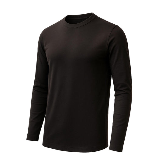 Men’s Crew Neck Long Sleeve T-Shirt Heavy-Weight Ultra-Soft 100% Cotton