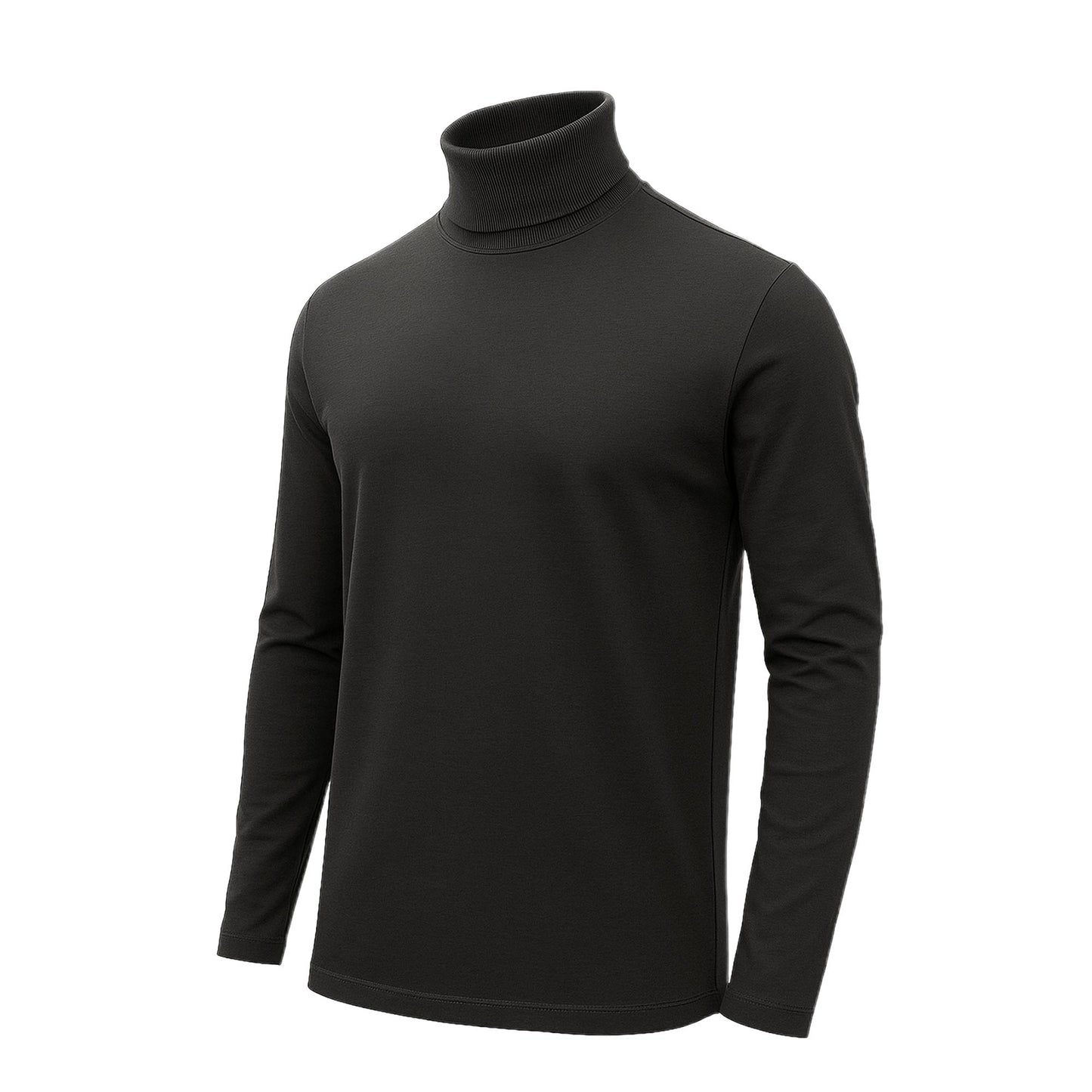 Men's Turtle Neck Long Sleeve Heavy-Weight Ultra-Soft 100% Cotton T-Shirt