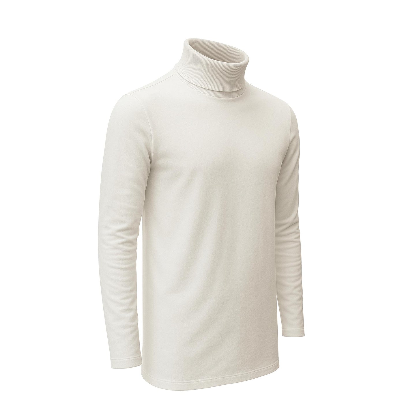 Men's Turtle Neck Long Sleeve Heavy-Weight Ultra-Soft 100% Cotton T-Shirt