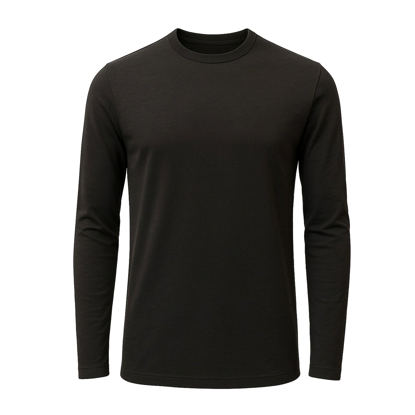 Men’s Crew Neck Long Sleeve T-Shirt Heavy-Weight Ultra-Soft 100% Cotton