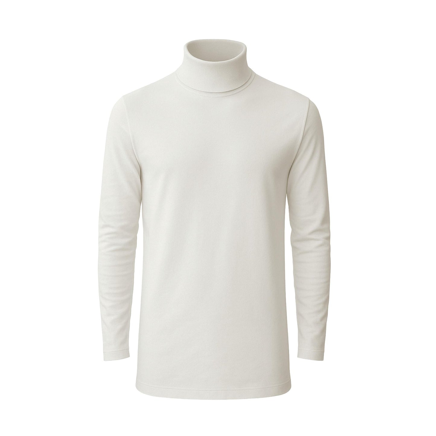 Men's Turtle Neck Long Sleeve Heavy-Weight Ultra-Soft 100% Cotton T-Shirt