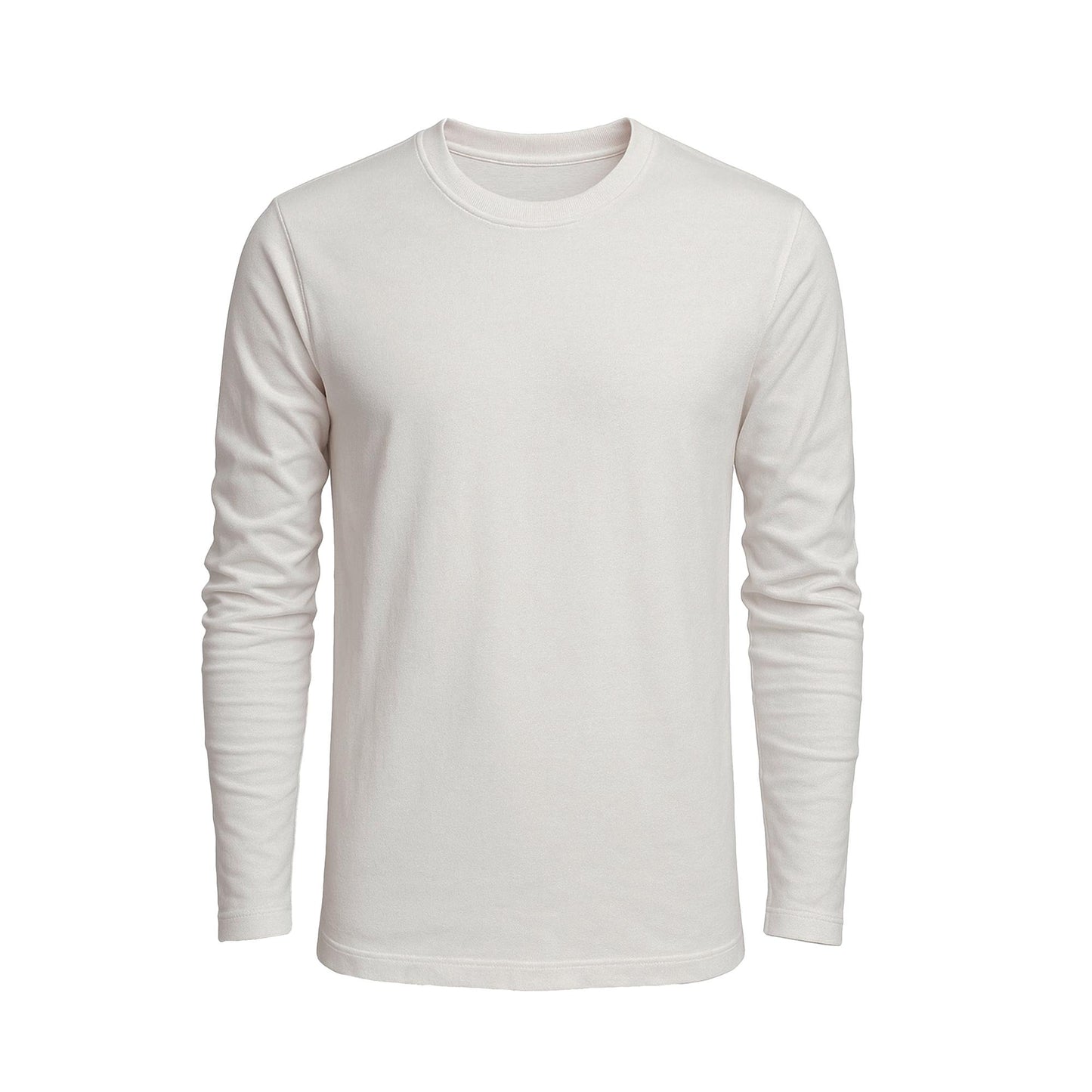 Men’s Crew Neck Long Sleeve T-Shirt Heavy-Weight Ultra-Soft 100% Cotton