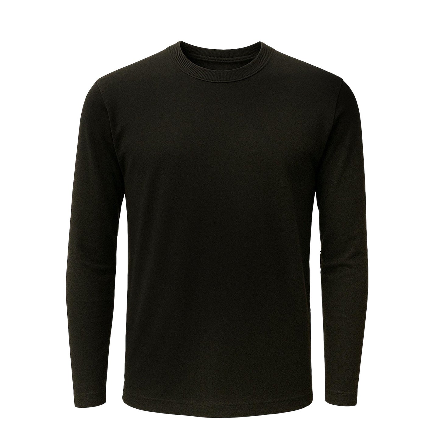 Men’s Crew Neck Long Sleeve T-Shirt Heavy-Weight Ultra-Soft 100% Cotton