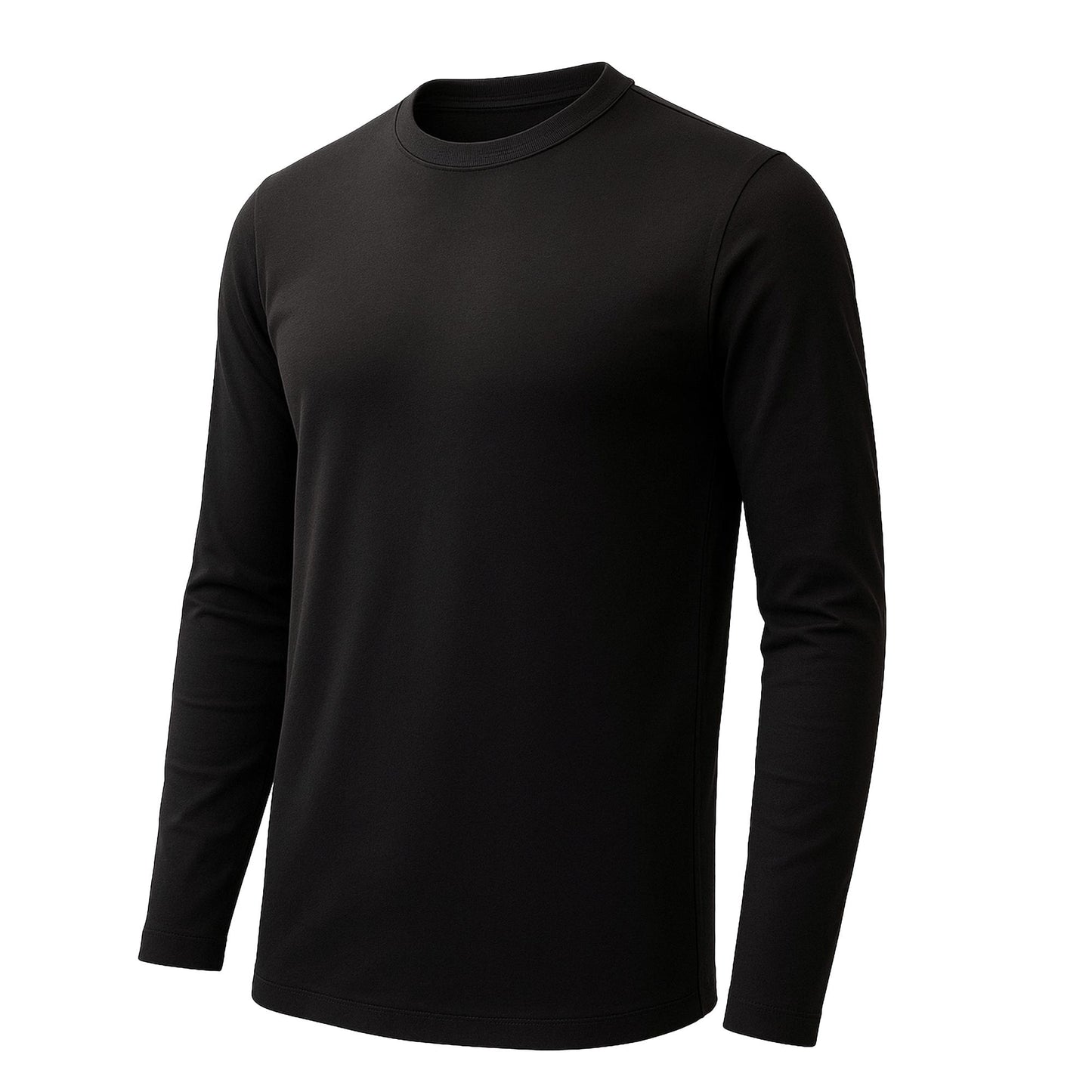 Men’s Crew Neck Long Sleeve T-Shirt Heavy-Weight Ultra-Soft 100% Cotton