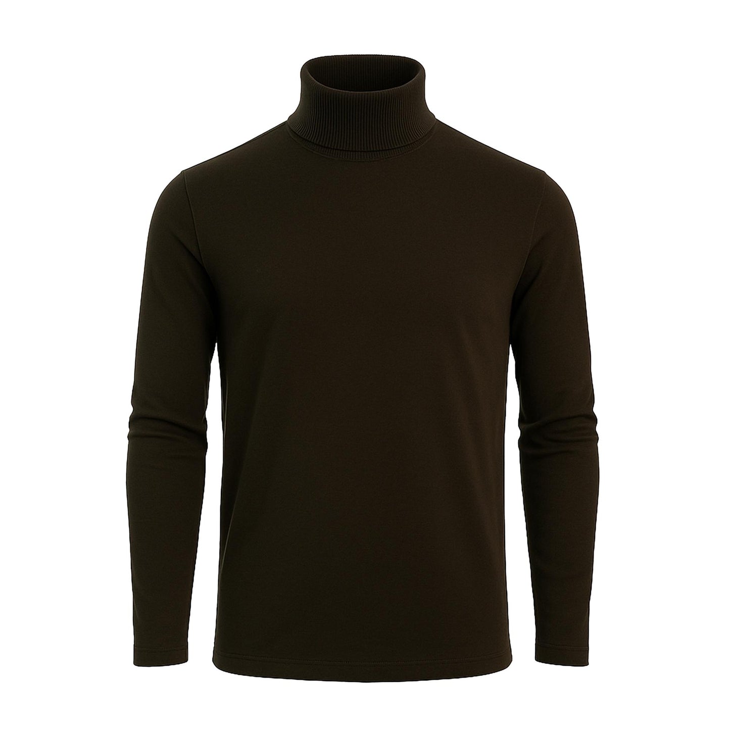 Men's Turtle Neck Long Sleeve Heavy-Weight Ultra-Soft 100% Cotton T-Shirt