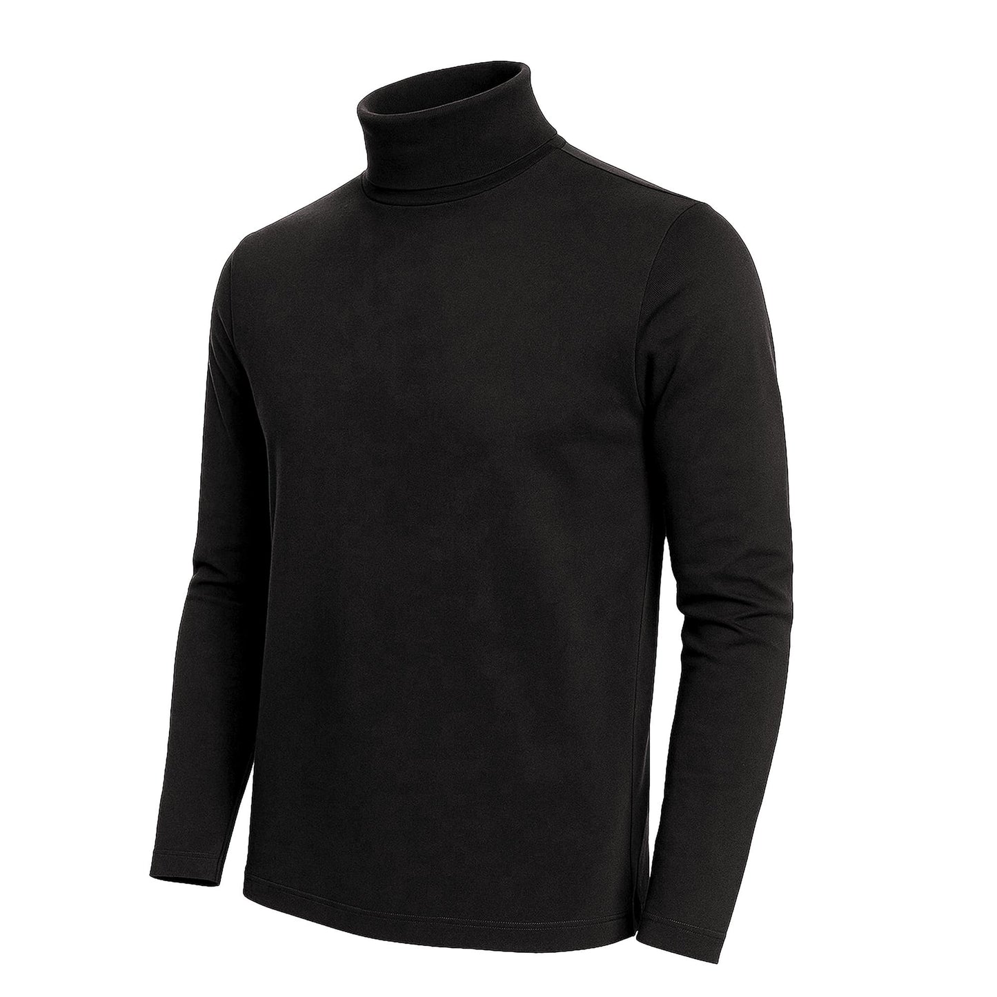 Men's Turtle Neck Long Sleeve Heavy-Weight Ultra-Soft 100% Cotton T-Shirt