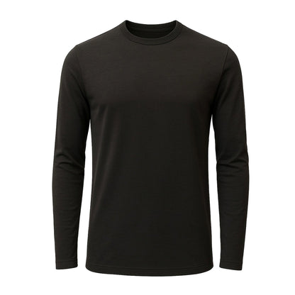 Men’s Crew Neck Long Sleeve T-Shirt Heavy-Weight Ultra-Soft 100% Cotton