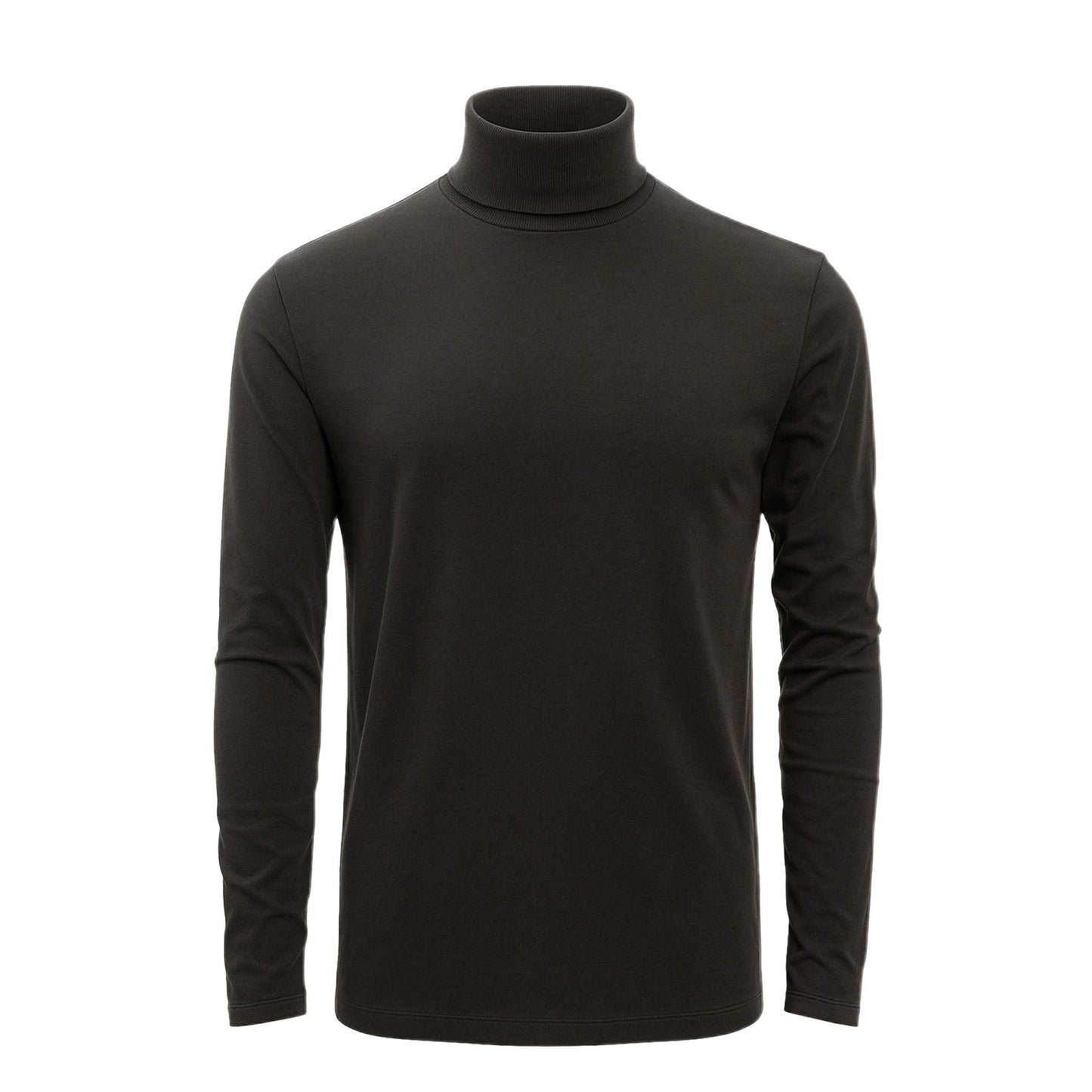 Men's Turtle Neck Long Sleeve Heavy-Weight Ultra-Soft 100% Cotton T-Shirt