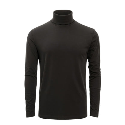 Men's Turtle Neck Long Sleeve Heavy-Weight Ultra-Soft 100% Cotton T-Shirt