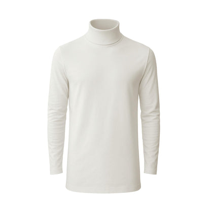 Men's Turtle Neck Long Sleeve Heavy-Weight Ultra-Soft 100% Cotton T-Shirt