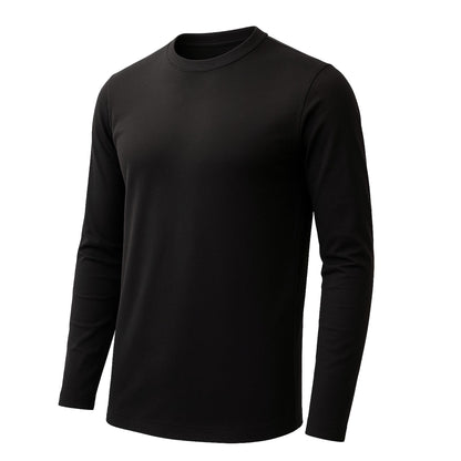 Men’s Crew Neck Long Sleeve T-Shirt Heavy-Weight Ultra-Soft 100% Cotton