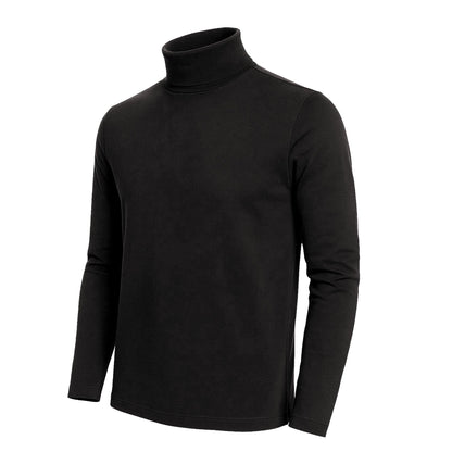 Men's Turtle Neck Long Sleeve Heavy-Weight Ultra-Soft 100% Cotton T-Shirt