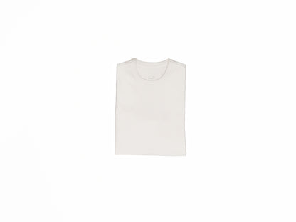 white folded crew neck shirt