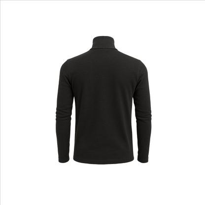Men's Turtle Neck Long Sleeve Heavy-Weight Ultra-Soft 100% Cotton T-Shirt