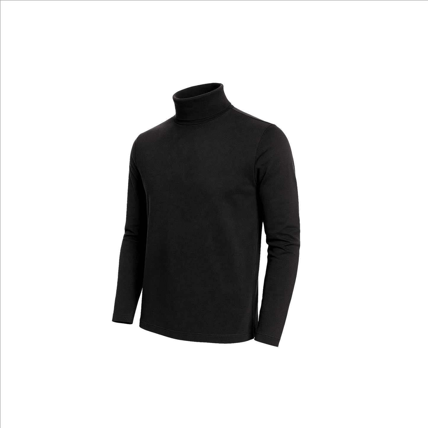 Men's Turtle Neck Long Sleeve Heavy-Weight Ultra-Soft 100% Cotton T-Shirt