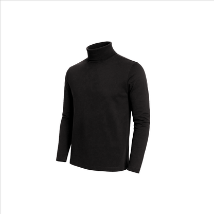 Men's Turtle Neck Long Sleeve Heavy-Weight Ultra-Soft 100% Cotton T-Shirt