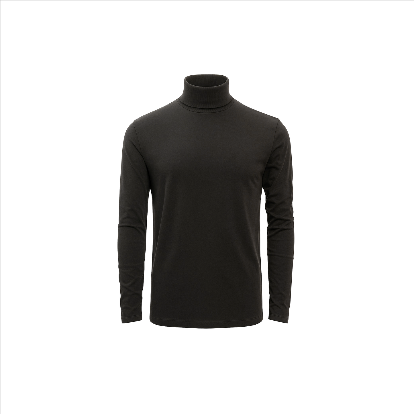 Men's Turtle Neck Long Sleeve Heavy-Weight Ultra-Soft 100% Cotton T-Shirt