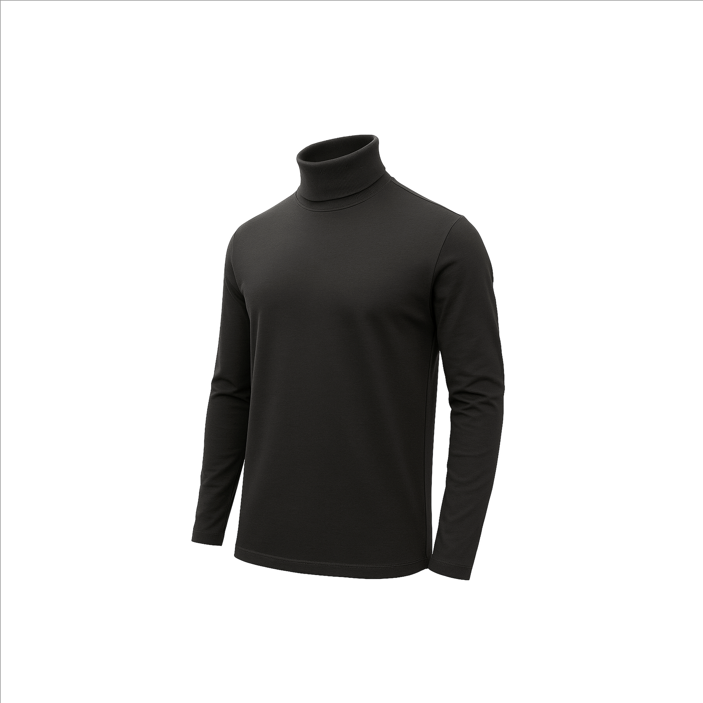Men's Turtle Neck Long Sleeve Heavy-Weight Ultra-Soft 100% Cotton T-Shirt