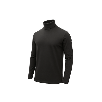 Men's Turtle Neck Long Sleeve Heavy-Weight Ultra-Soft 100% Cotton T-Shirt