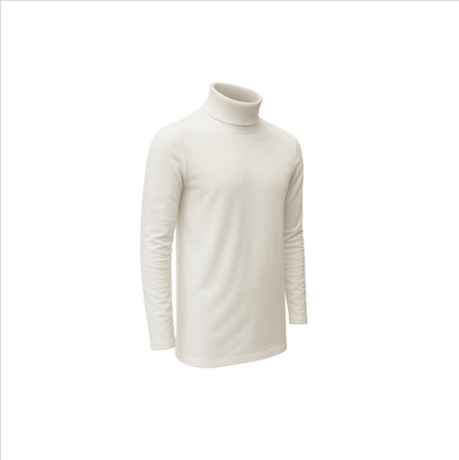 Men's Turtle Neck Long Sleeve Heavy-Weight Ultra-Soft 100% Cotton T-Shirt