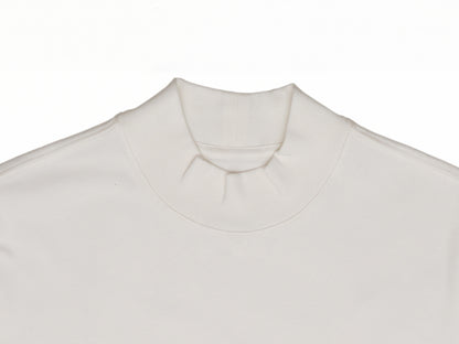 white mock tee long sleeve close up